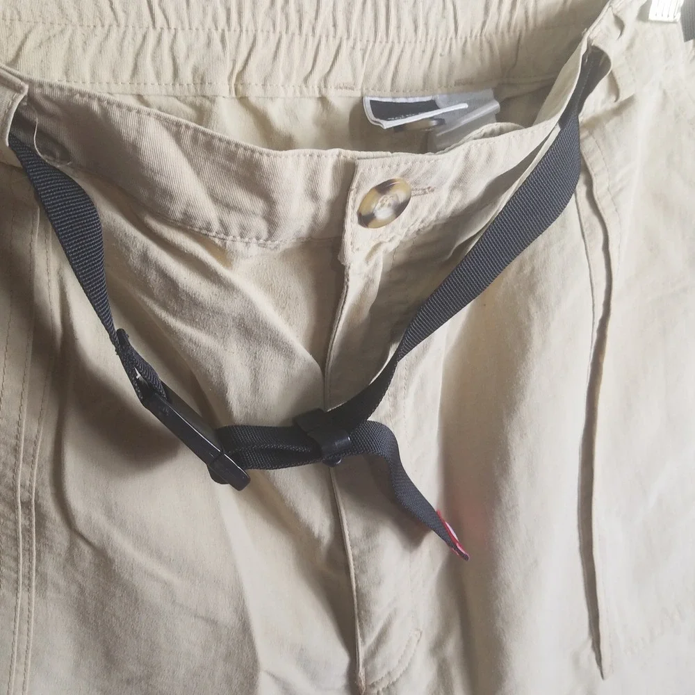 The North Face Convertible Hiking Pants Mens XXL Tan Good Zip Off Nylon Belted